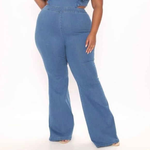 Fashion Nova Janis 2X 16-18 denim stretchy jumpsuit NEW!! Vacay Vibes!! - Picture 2 of 4